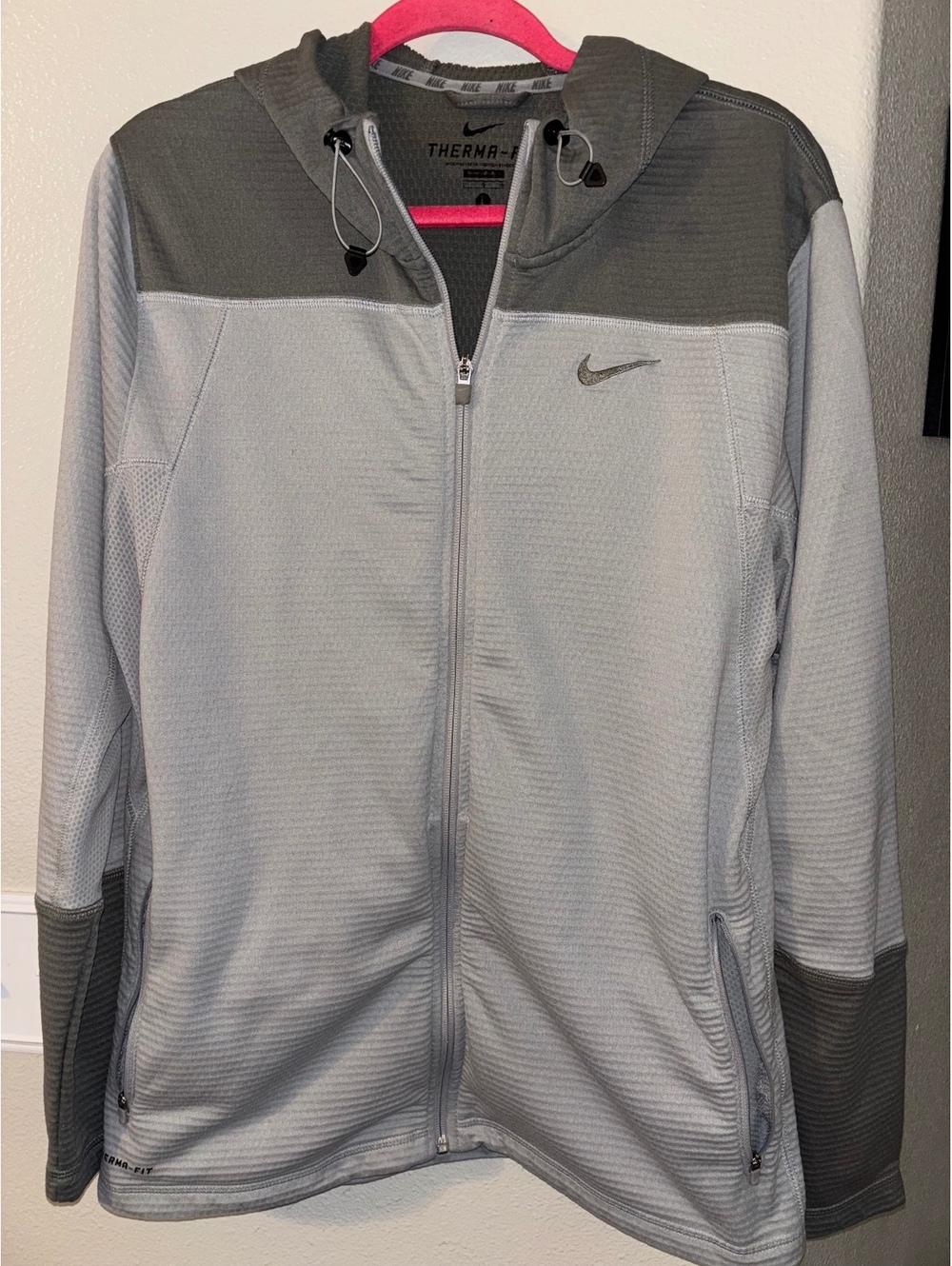 Nike Pro Therma-FIT Men Hoodie Jacket Gray Full Zip L 588698-002 Spring 2014